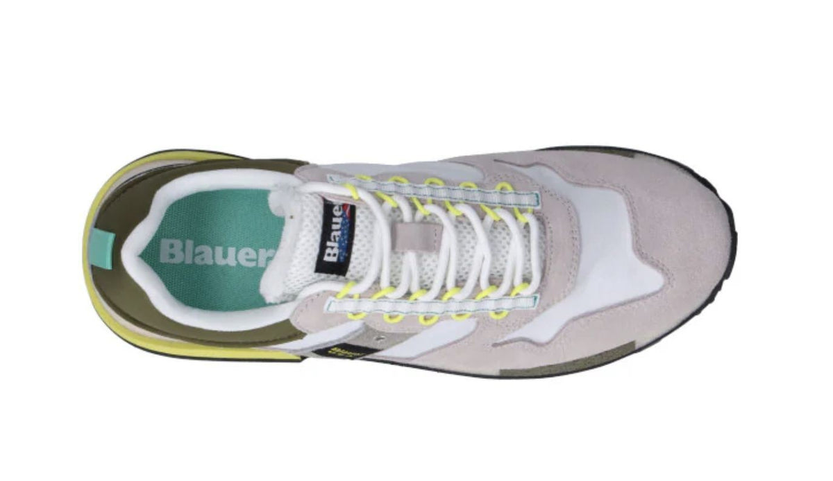 Scarpe Blauer sneaker Heron 02 in suede/ nylon white/ military US24BU06 S4HERON02/RIS