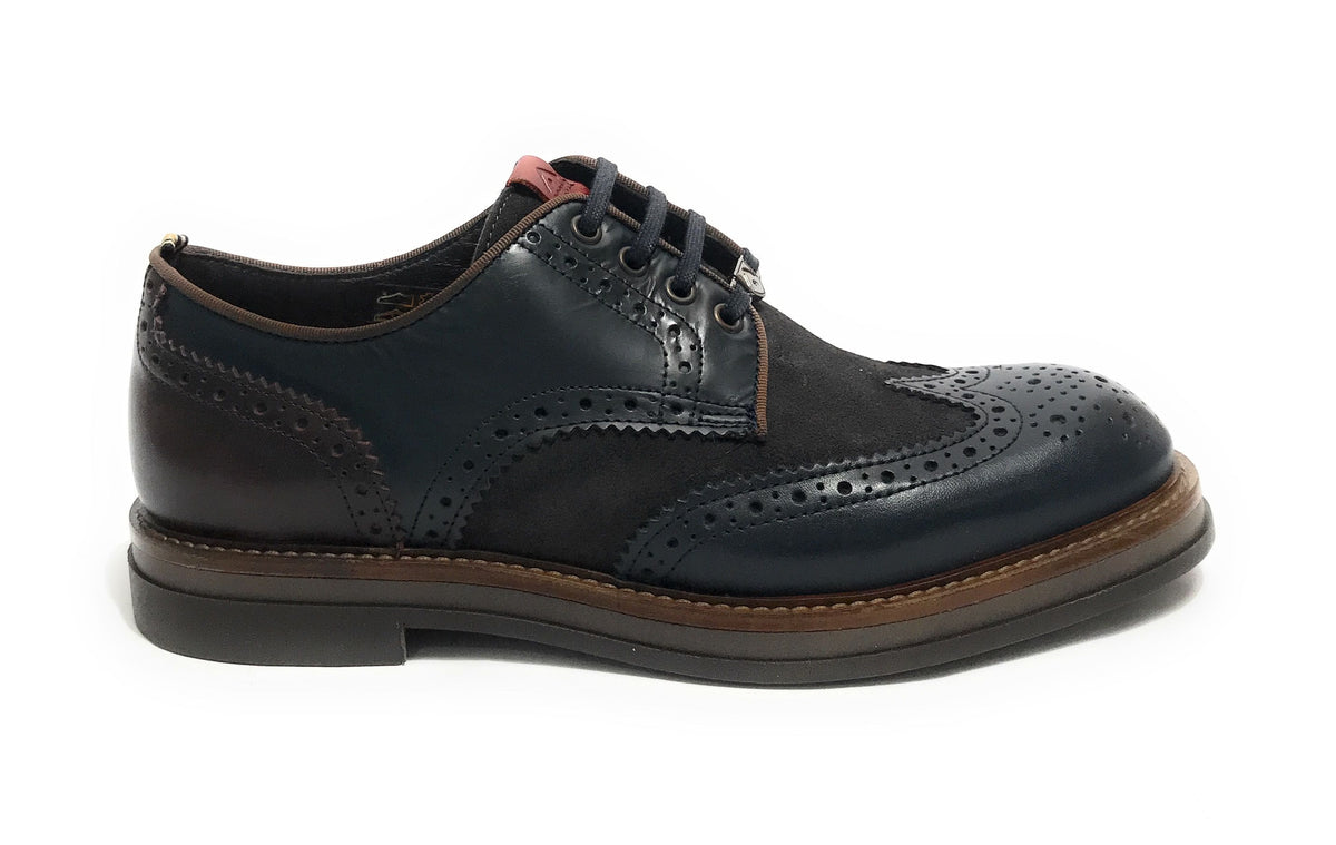 Scarpe uomo Ambitious francesina stringata in pelle navy combi U25AM09 12391C-6553AM