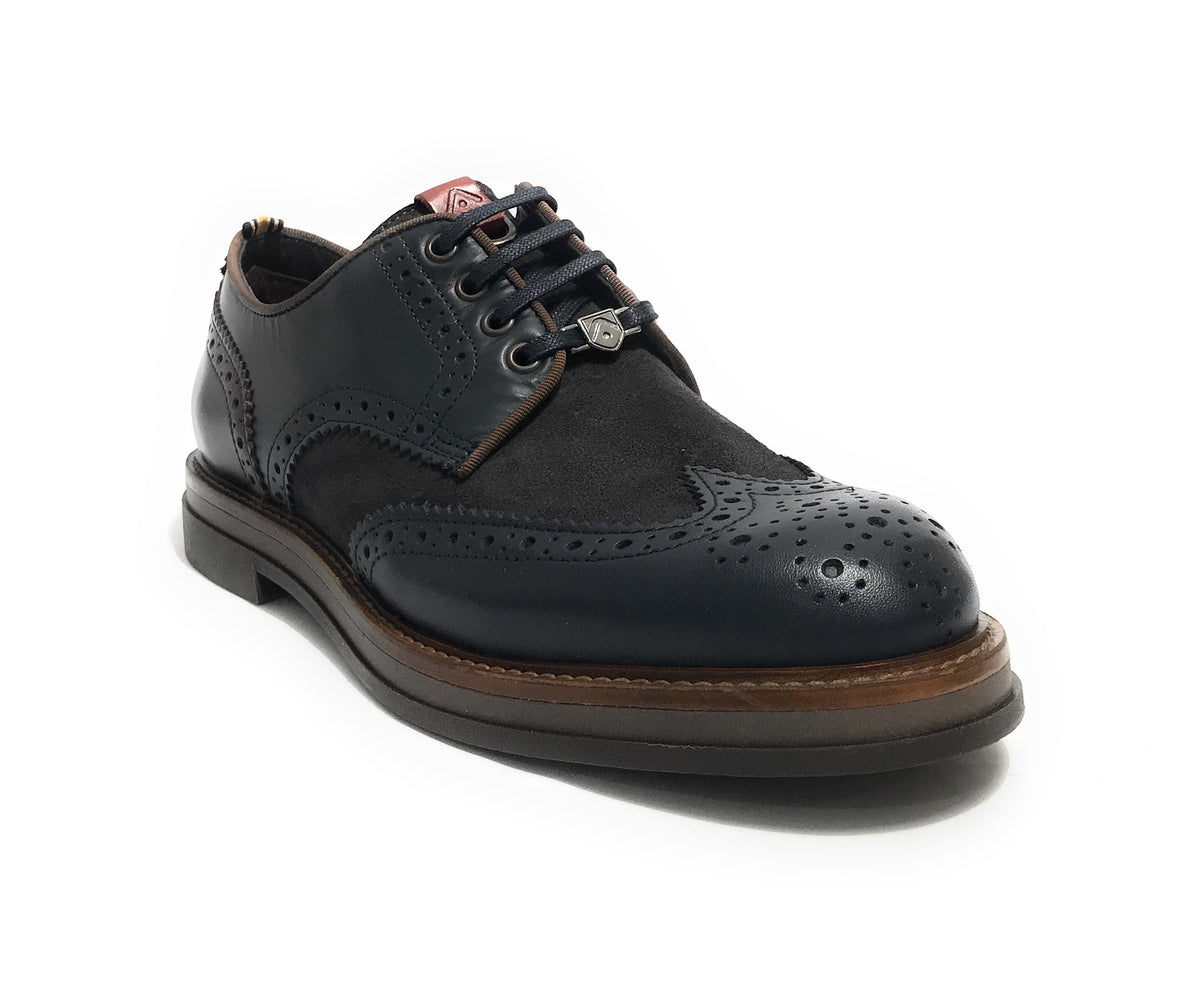 Scarpe uomo Ambitious francesina stringata in pelle navy combi U25AM09 12391C-6553AM