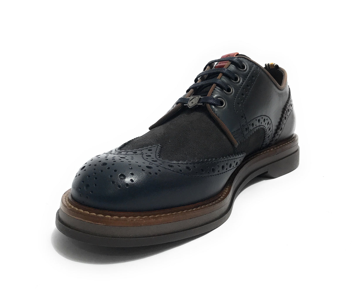 Scarpe uomo Ambitious francesina stringata in pelle navy combi U25AM09 12391C-6553AM