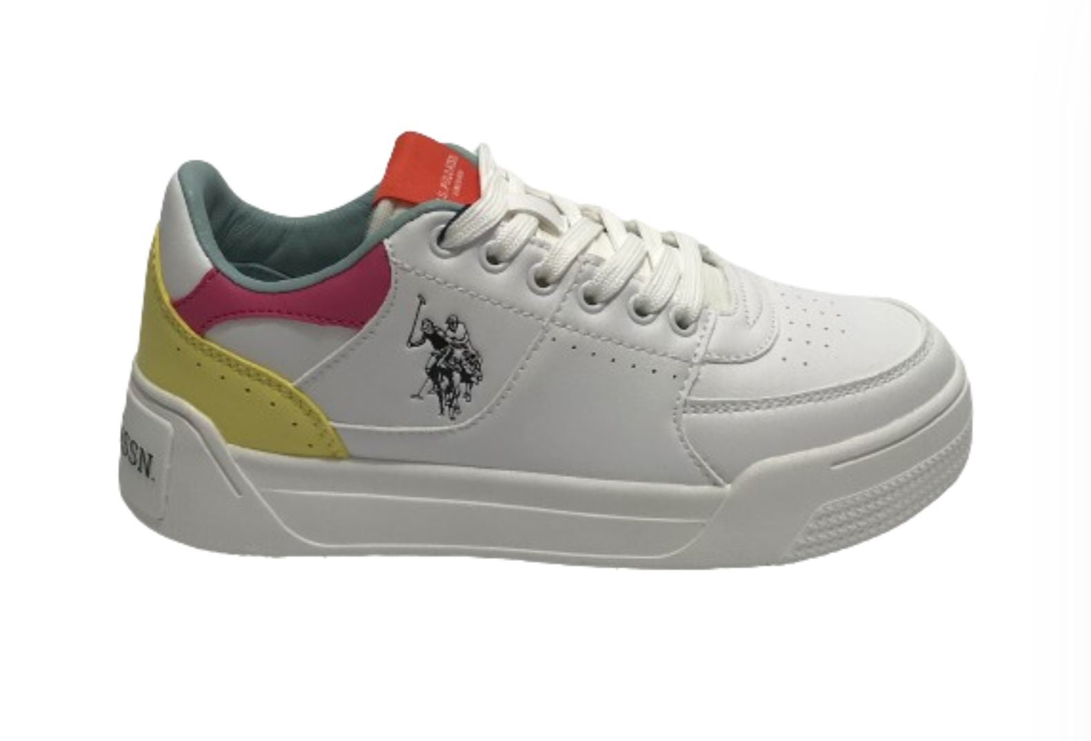 Scarpe US Polo sneaker Nole001 in ecopelle/ tessuto white/ yellow DS24UP19