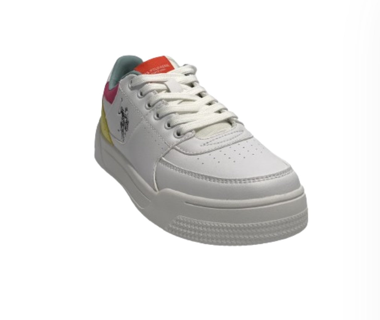Scarpe US Polo sneaker Nole001 in ecopelle/ tessuto white/ yellow DS24UP19