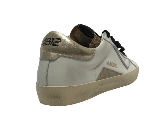 Scarpe donna 4B12 sneaker in pelle glitter bianco/ oro D25QB04 SUPRIME-DB249