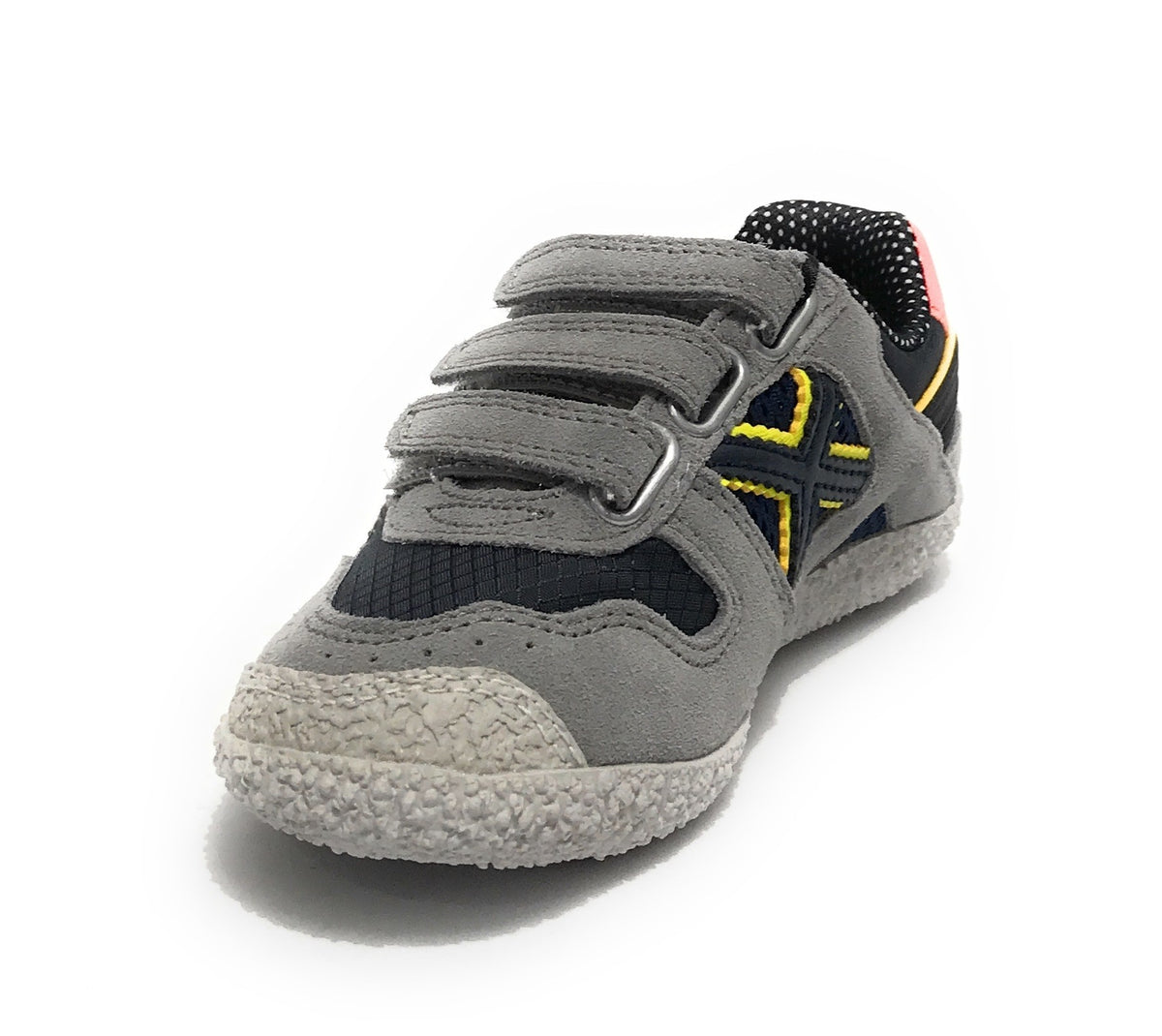 Scarpe bambino Munich sneaker con strap Mini Goal in suede/ tessuto grigio Z22MU07 1533