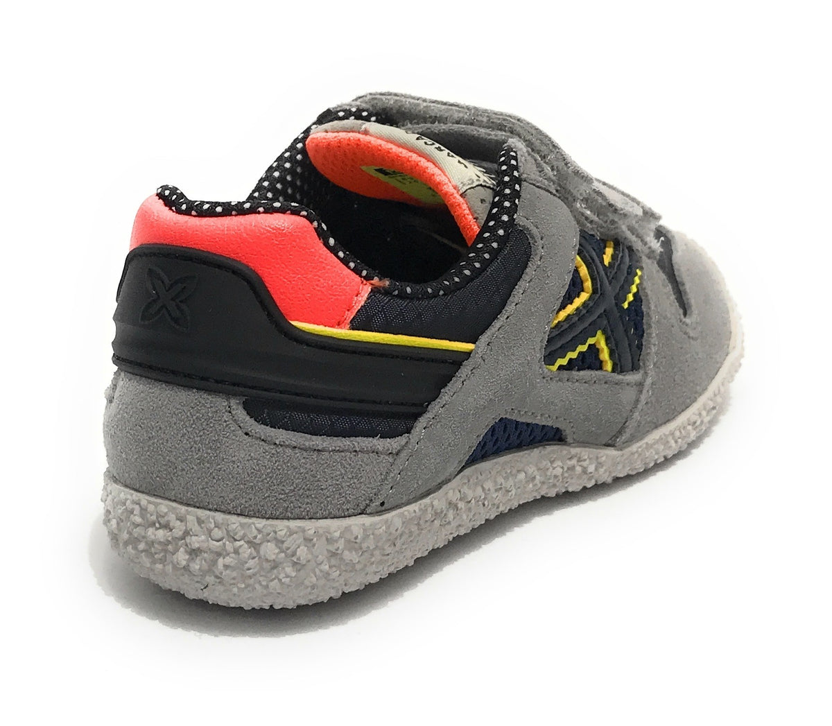 Scarpe bambino Munich sneaker con strap Mini Goal in suede/ tessuto grigio Z22MU07 1533