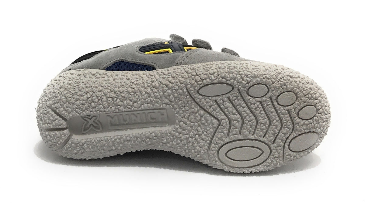 Scarpe bambino Munich sneaker con strap Mini Goal in suede/ tessuto grigio Z22MU07 1533