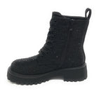 Scarpe donna Gold&gold anfibio in ecopelle nero con strass D22GG24 GS185