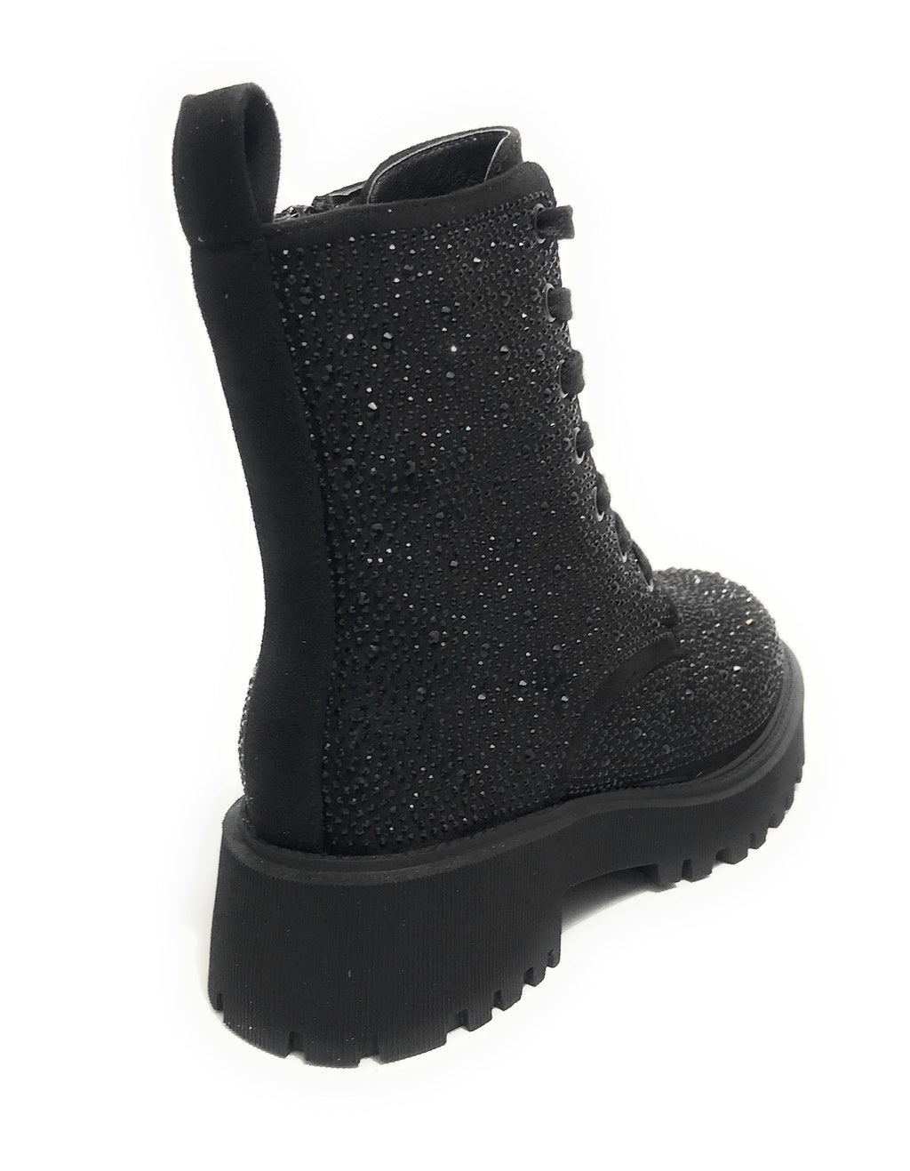 Scarpe donna Gold&gold anfibio in ecopelle nero con strass D22GG24 GS185