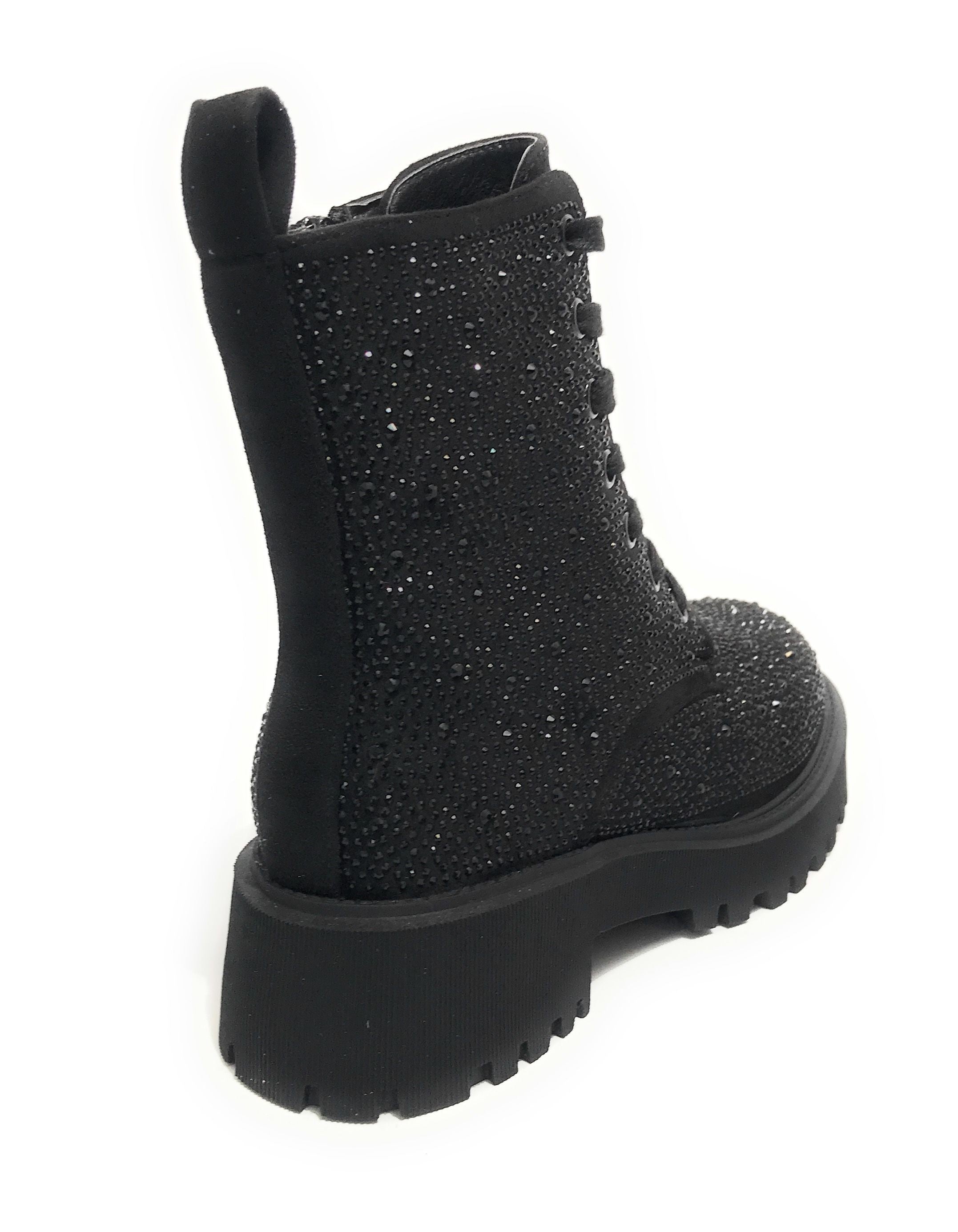 Scarpe donna Gold&gold anfibio in ecopelle nero con strass D22GG24 GS185