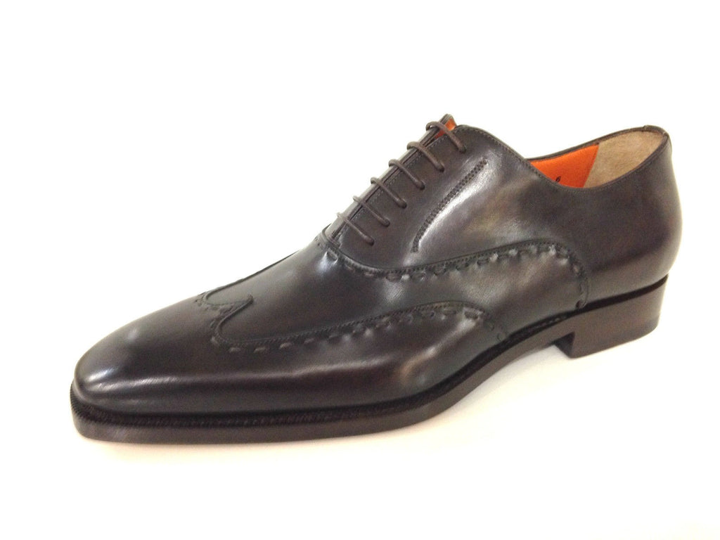 SCARPE UOMO SANTONI FRANCESINA  EBANO OLD ENGLAND CON DUILIO  FATTE A MANO 16