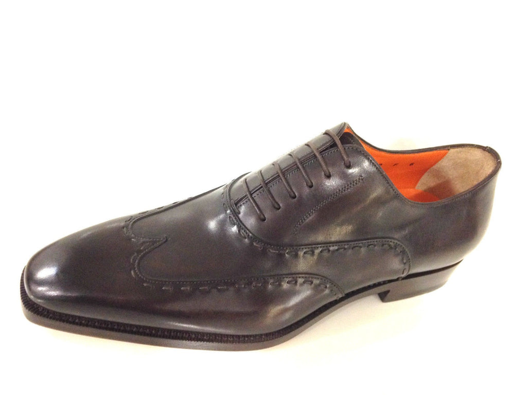 SCARPE UOMO SANTONI FRANCESINA  EBANO OLD ENGLAND CON DUILIO  FATTE A MANO 16