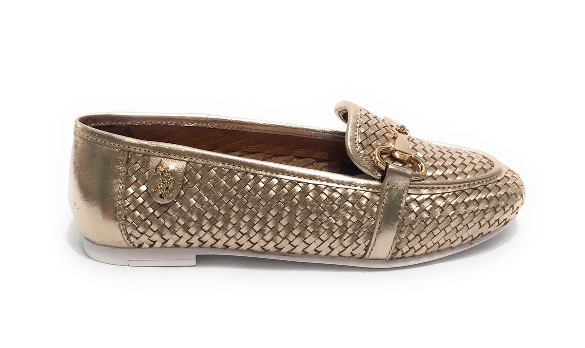 Scarpe US Polo mocassino Chery001 in pelle gold donna DS24UP11