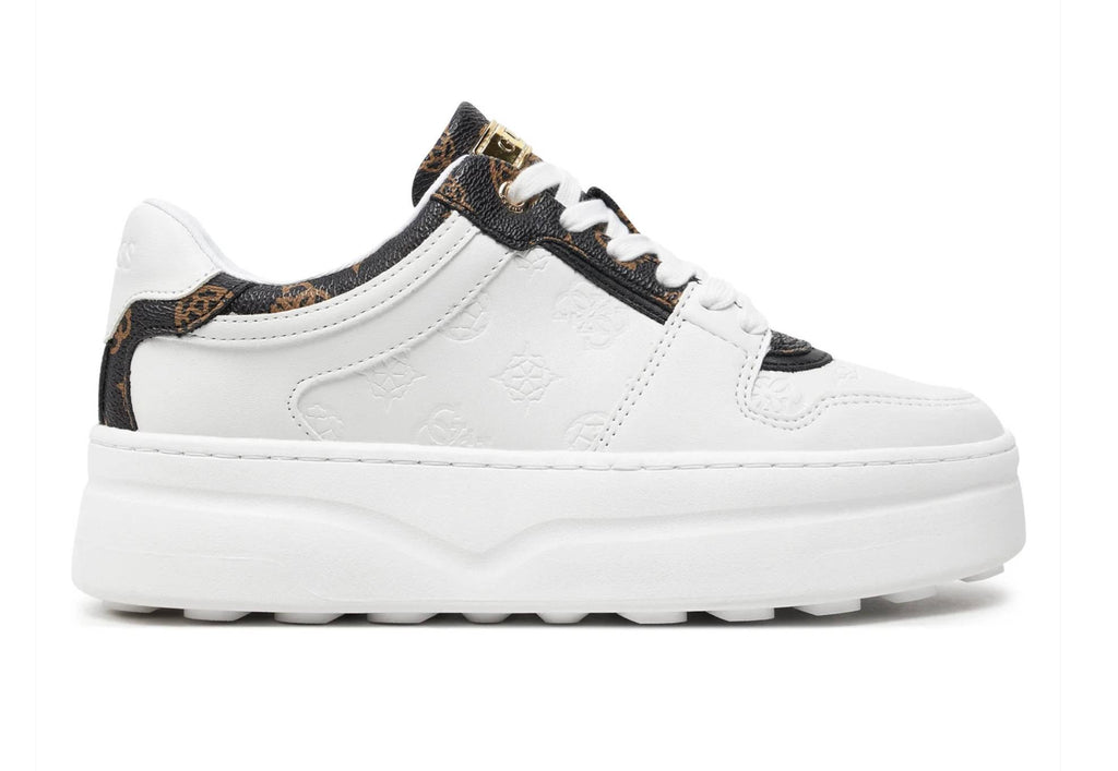 Scarpe donna Guess sneaker Queenz ecopelle white/ brown D25GU05 FLTQNZFAL12