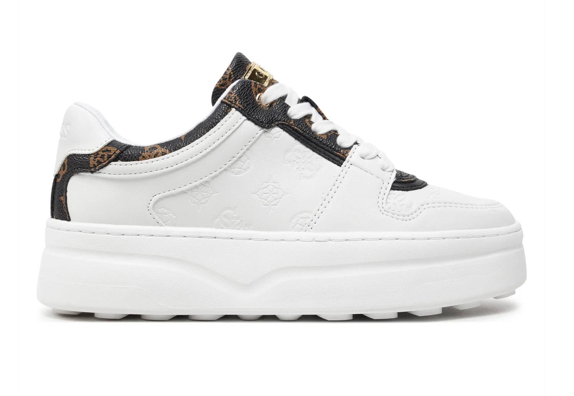 Scarpe donna Guess sneaker Queenz ecopelle white/ brown D25GU05 FLTQNZFAL12