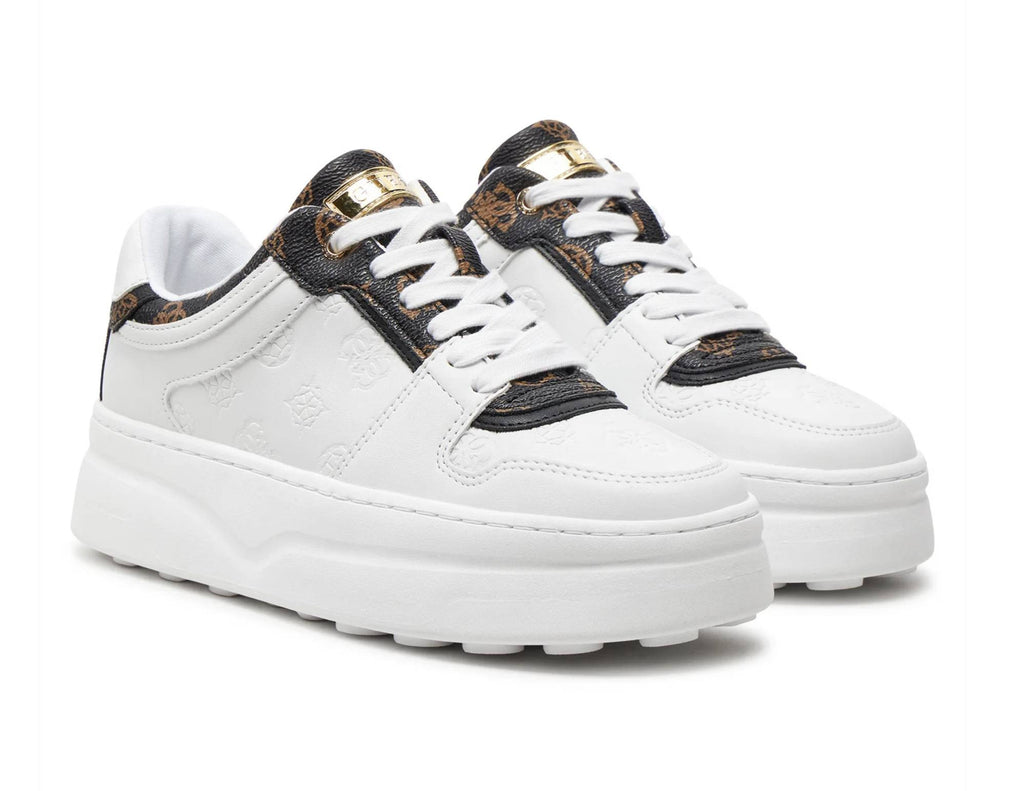 Scarpe donna Guess sneaker Queenz ecopelle white/ brown D25GU05 FLTQNZFAL12