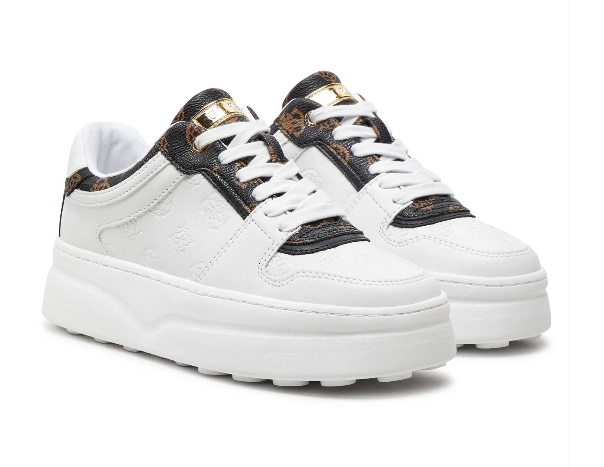 Scarpe donna Guess sneaker Queenz ecopelle white/ brown D25GU05 FLTQNZFAL12
