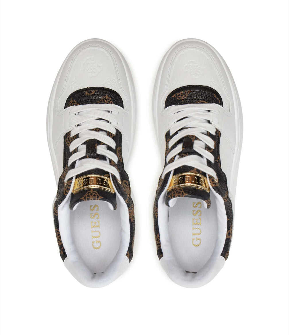 Scarpe donna Guess sneaker Queenz ecopelle white/ brown D25GU05 FLTQNZFAL12