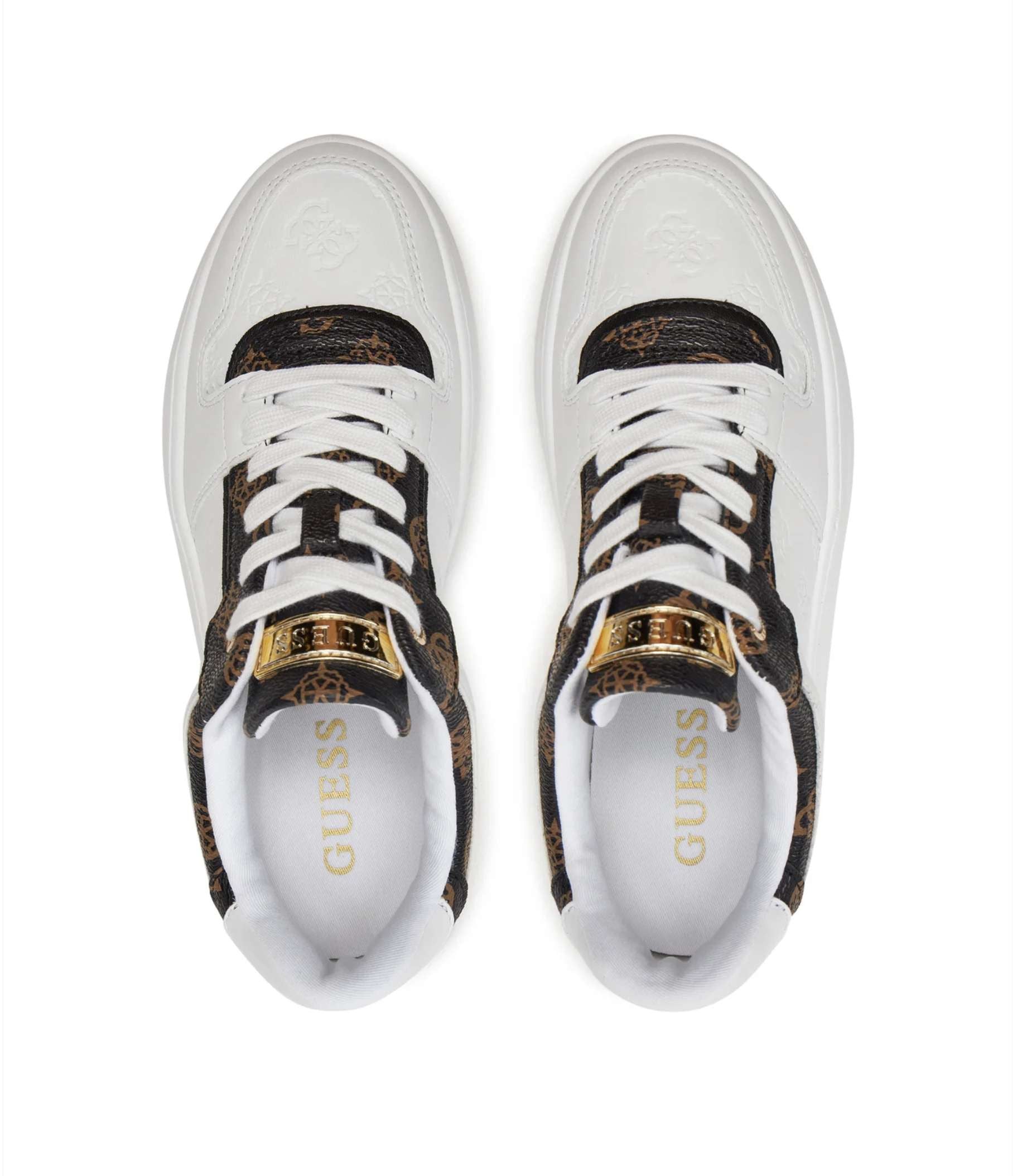 Scarpe donna Guess sneaker Queenz ecopelle white/ brown D25GU05 FLTQNZFAL12