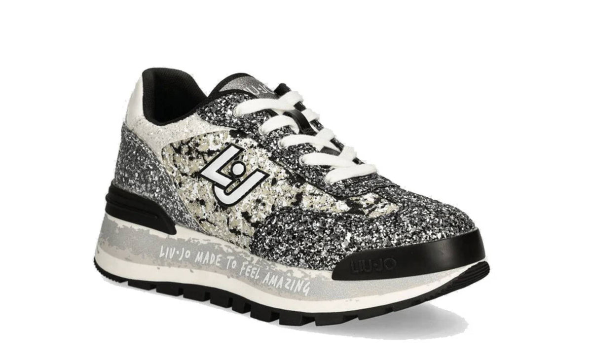 Scarpe donna Liu-Jo Amazing 26 sneaker ecopelle/ glitter black/silver D25LJ18 BF4047 TX007 S3426