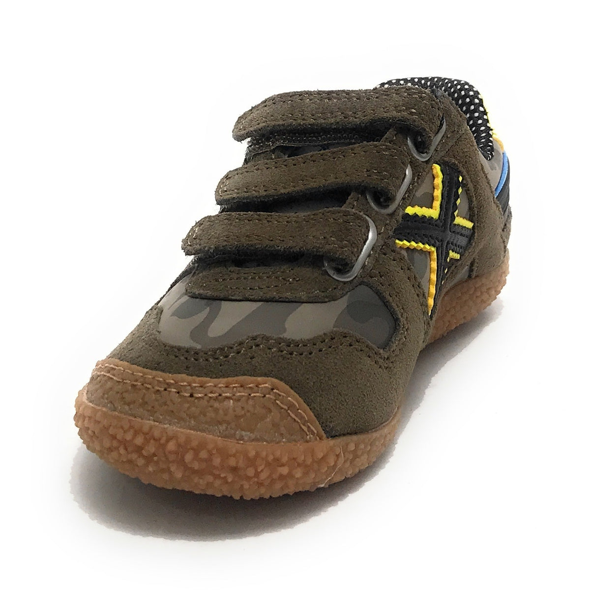 Scarpe bambino Munich sneaker con strap Mini Goal in suede verde army/ camo Z22MU09 1539