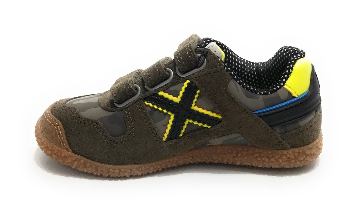 Scarpe bambino Munich sneaker con strap Mini Goal in suede verde army/ camo Z22MU09 1539