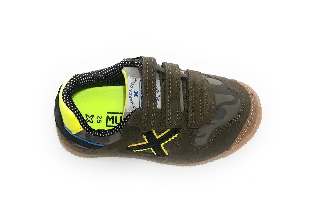 Scarpe bambino Munich sneaker con strap Mini Goal in suede verde army/ camo Z22MU09 1539