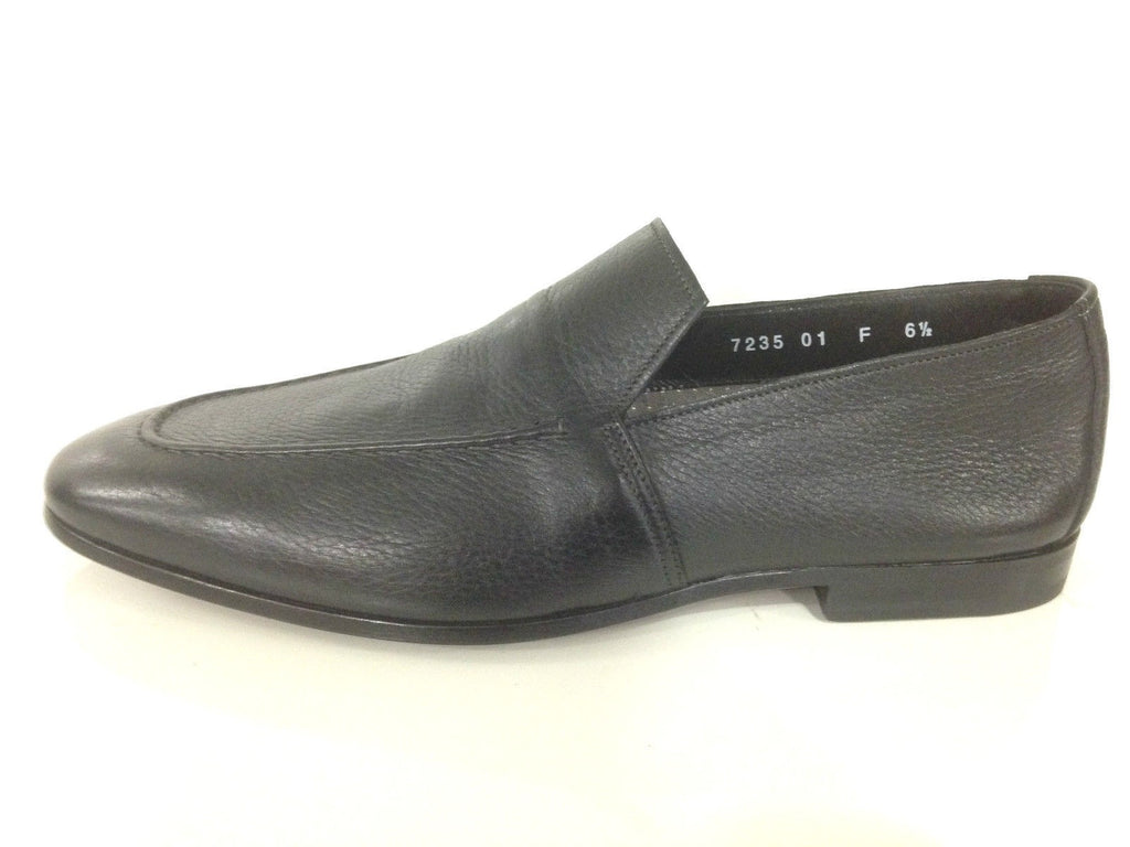 SCARPE UOMO SANTONI MOCASSINO NERO PELLE MARTELLATA CERVO   FATTA A MANO 52