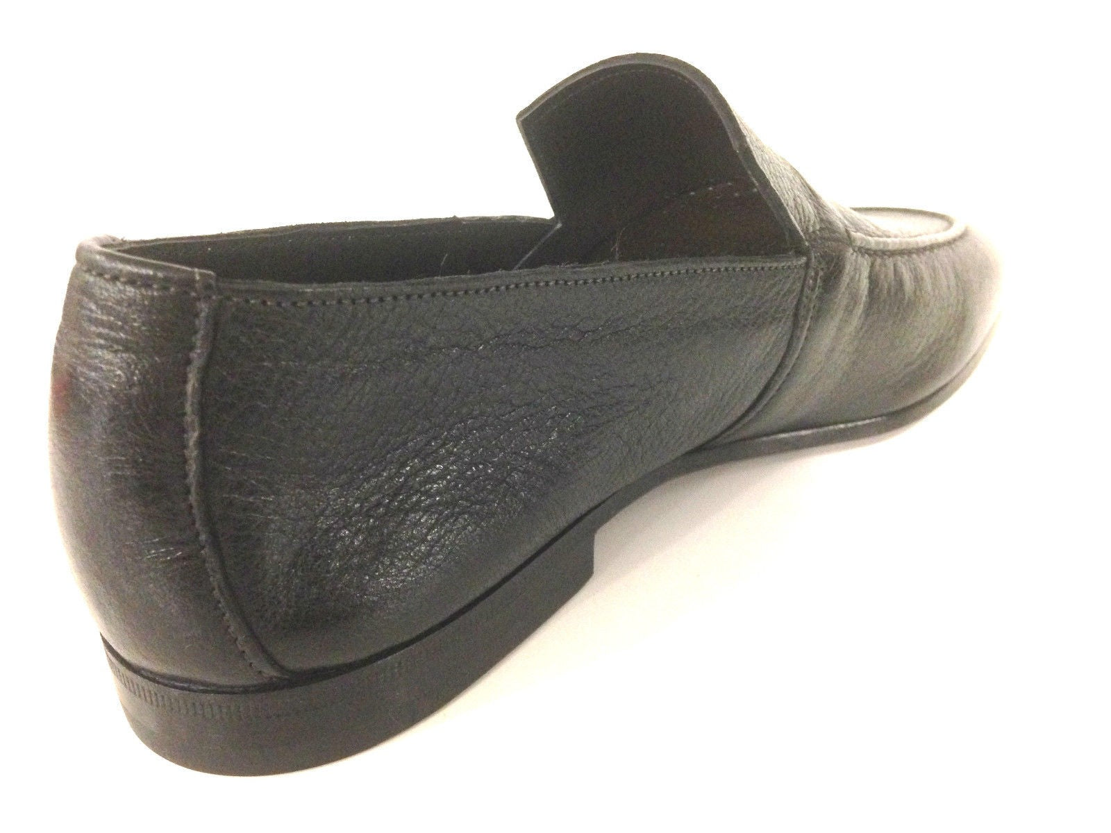 SCARPE UOMO SANTONI MOCASSINO NERO PELLE MARTELLATA CERVO   FATTA A MANO 52