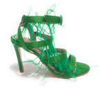 Scarpe donna sandalo in pelle verde tacco 9 DS23EL19