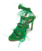 Scarpe donna sandalo in pelle verde tacco 9 DS23EL19