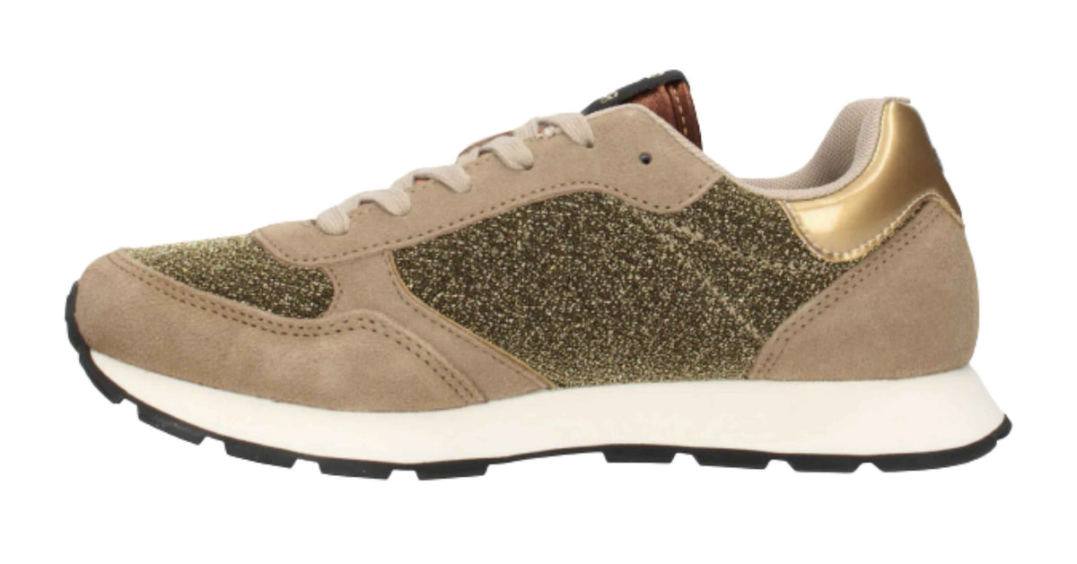 Sneaker Sun68 Girl's Ally glitter teen mesh/ suede beige scuro Z24SU11 Z43404T