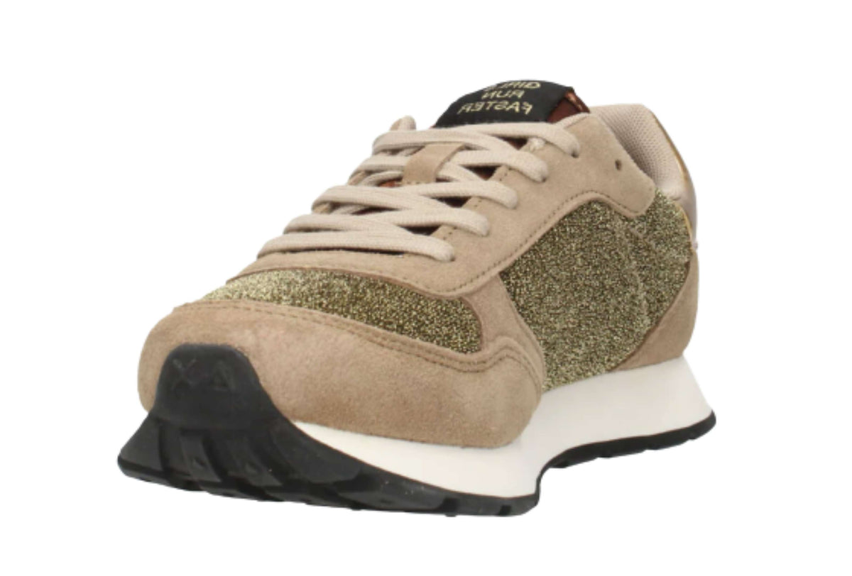 Sneaker Sun68 Girl's Ally glitter teen mesh/ suede beige scuro Z24SU11 Z43404T
