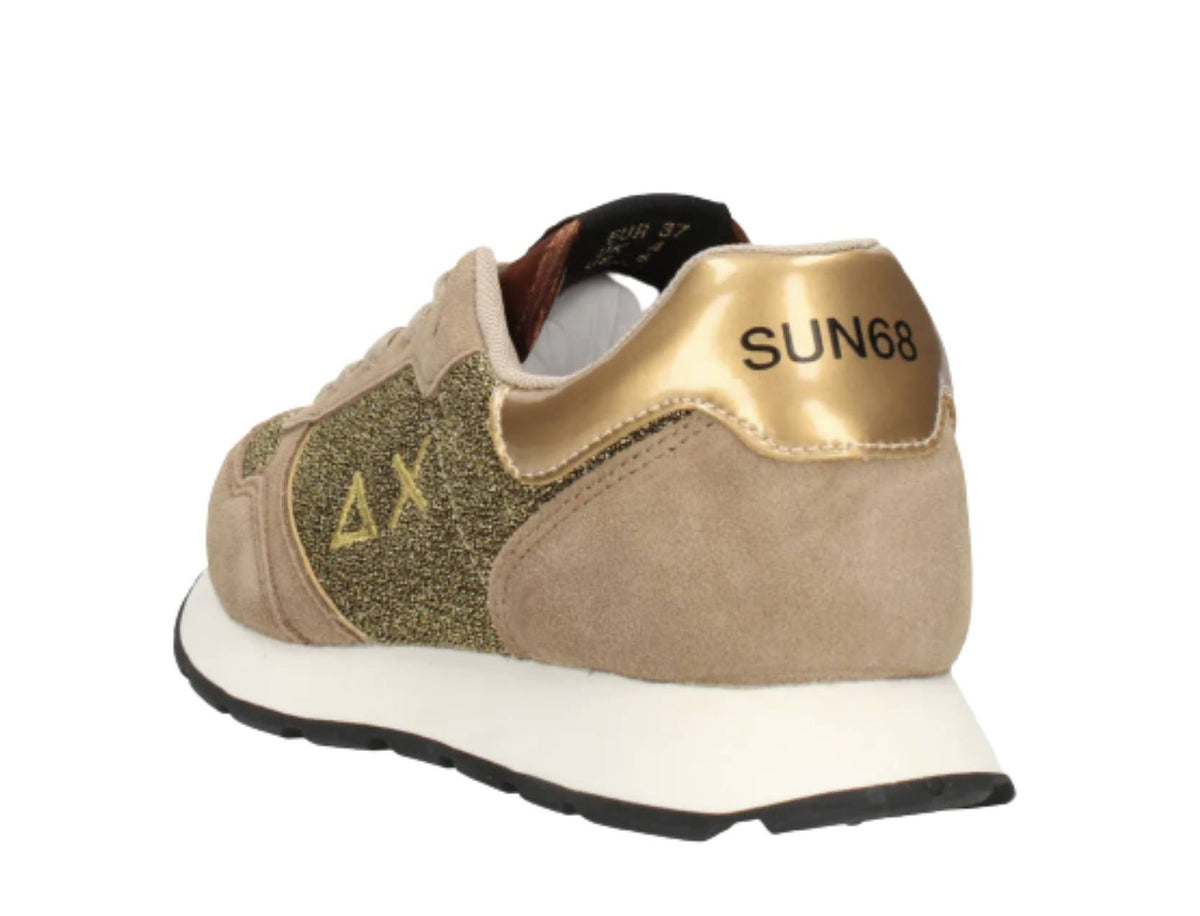Sneaker Sun68 Girl's Ally glitter teen mesh/ suede beige scuro Z24SU11 Z43404T
