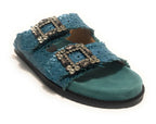 Scarpe donna  sandalo/ ciabatta in pelle colore blu DS23EL05 271