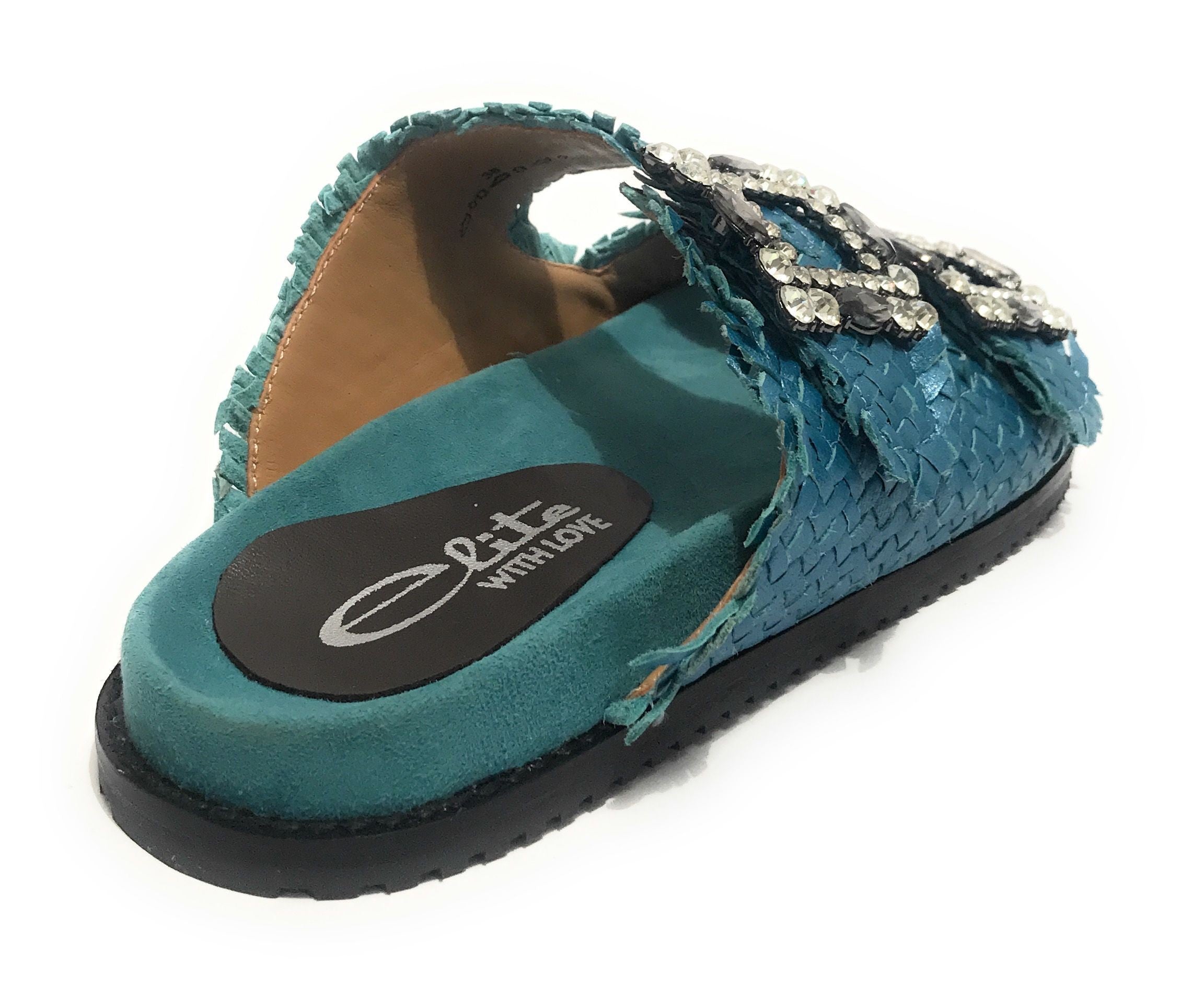Scarpe donna  sandalo/ ciabatta in pelle colore blu DS23EL05 271