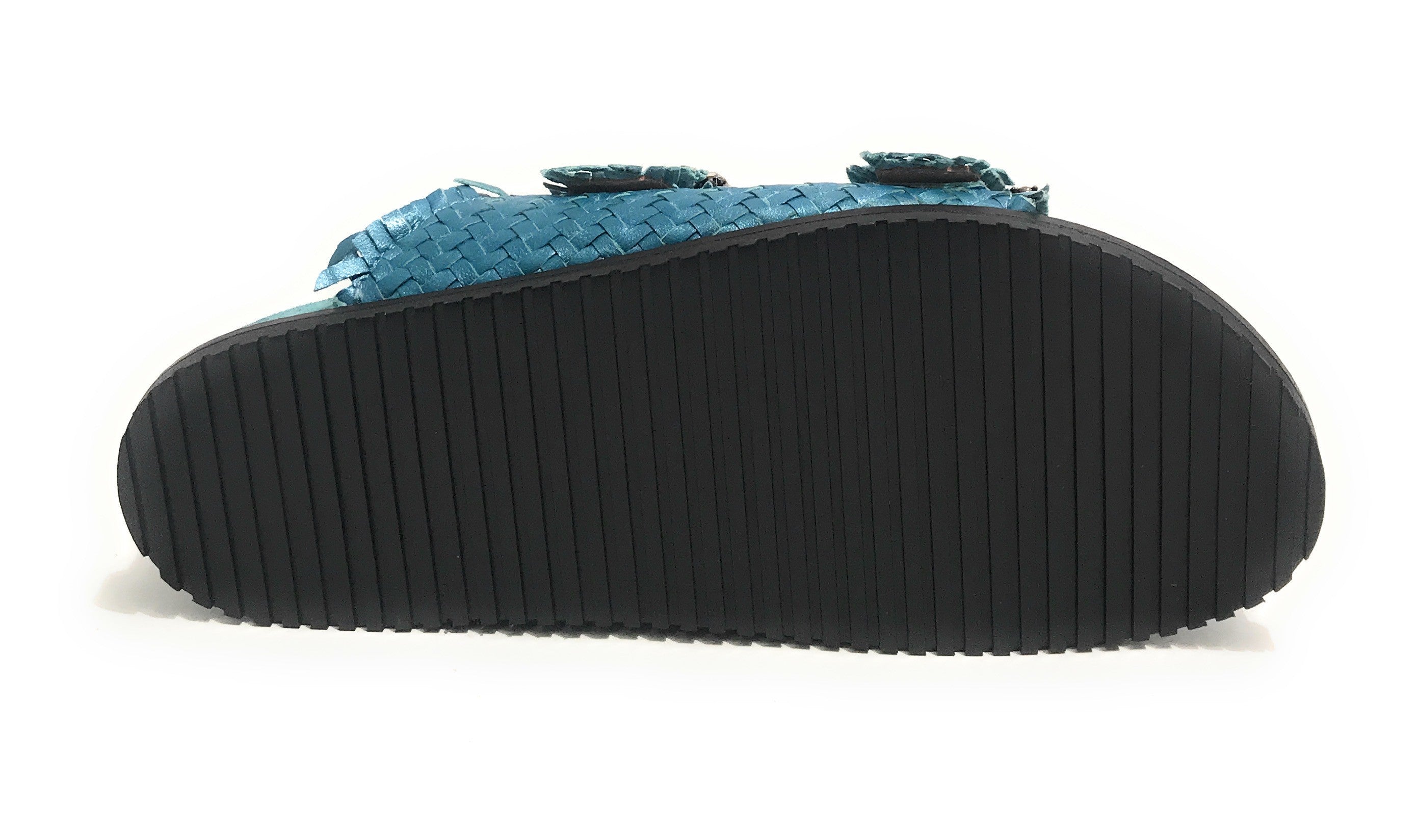 Scarpe donna  sandalo/ ciabatta in pelle colore blu DS23EL05 271