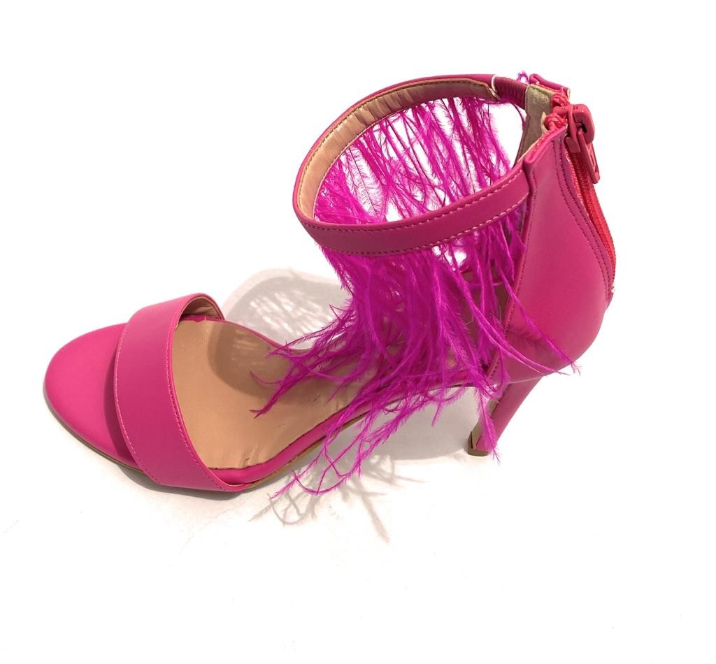 Scarpe donna sandalo in pelle fuxia tacco 9 DS23EL20