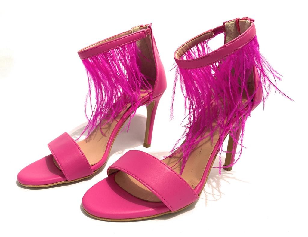 Scarpe donna sandalo in pelle fuxia tacco 9 DS23EL20