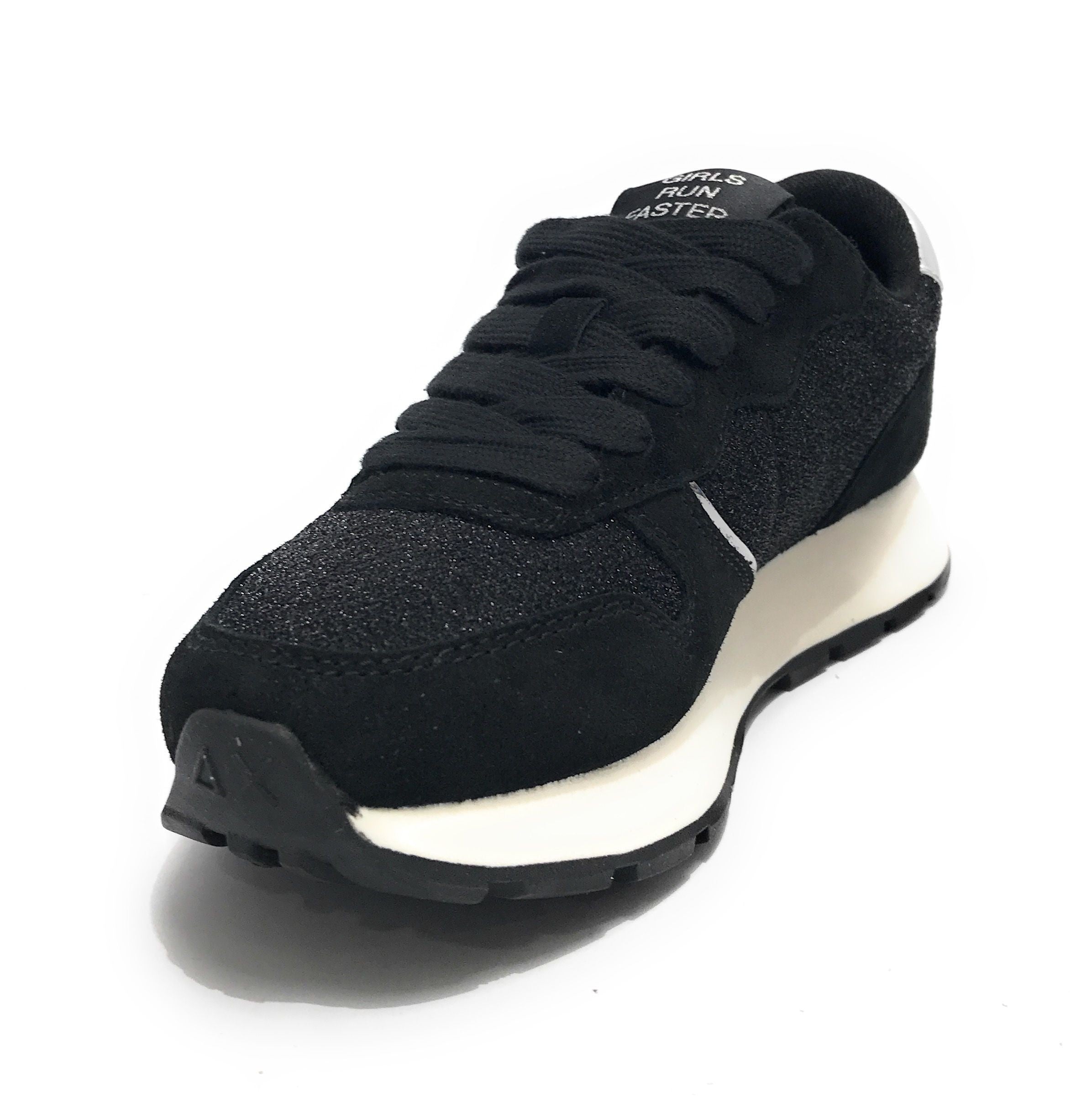Sneaker Sun68 Girl's Ally glitter teen mesh/ suede nero Z24SU12 Z43404T
