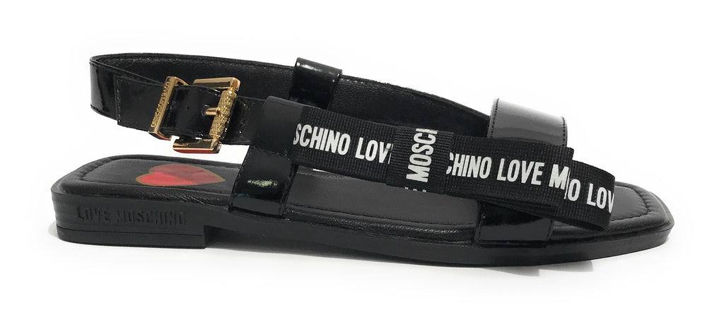 Scarpe donna Love Moschino sandalo in pelle nero vernice DS23MO09 JA16092