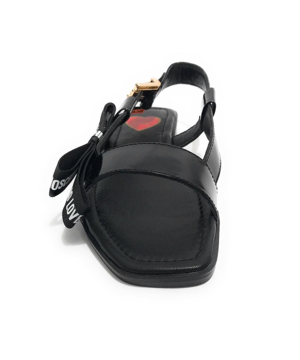 Scarpe donna Love Moschino sandalo in pelle nero vernice DS23MO09 JA16092