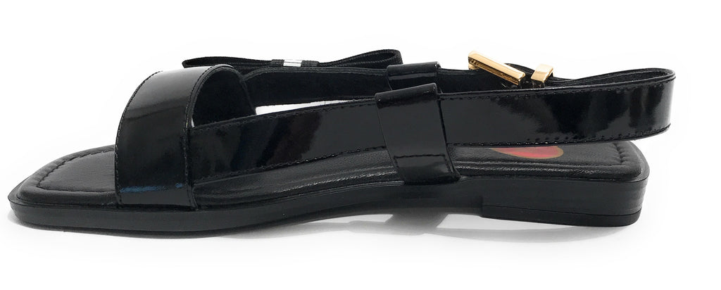 Scarpe donna Love Moschino sandalo in pelle nero vernice DS23MO09 JA16092