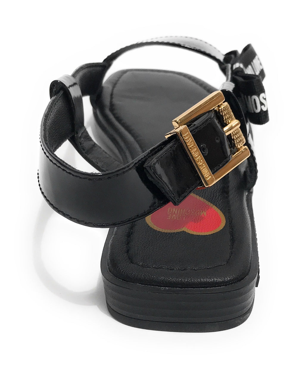 Scarpe donna Love Moschino sandalo in pelle nero vernice DS23MO09 JA16092