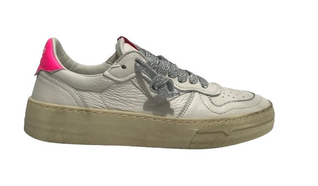 Scarpe donna 4B12 sneaker in pelle bianco/ fuxia DS24QB03 HYPER-D817