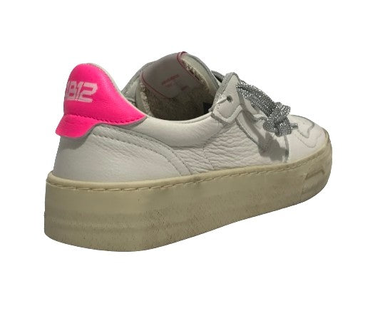 Scarpe donna 4B12 sneaker in pelle bianco/ fuxia DS24QB03 HYPER-D817