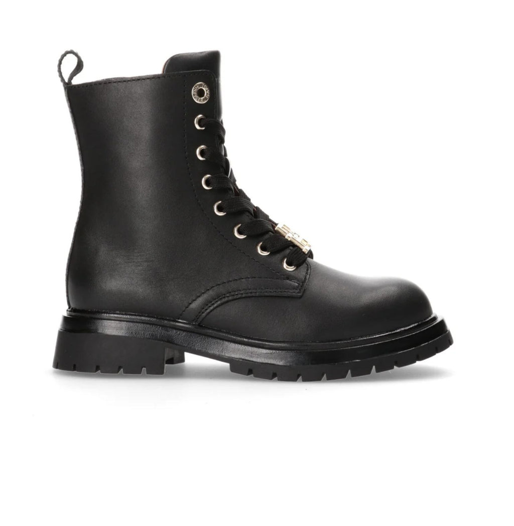 Scarpe Tommy Hilfiger stivaletto anfibio monogram pelle black D25TH04 T3A5-33568-0092999