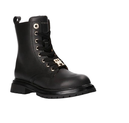 Scarpe Tommy Hilfiger stivaletto anfibio monogram pelle black D25TH04 T3A5-33568-0092999