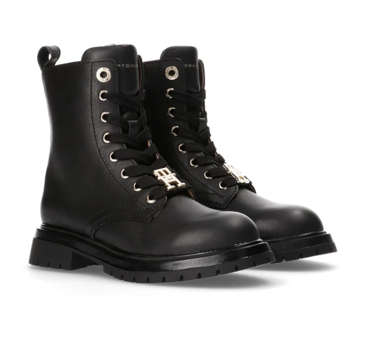 Scarpe Tommy Hilfiger stivaletto anfibio monogram pelle black D25TH04 T3A5-33568-0092999