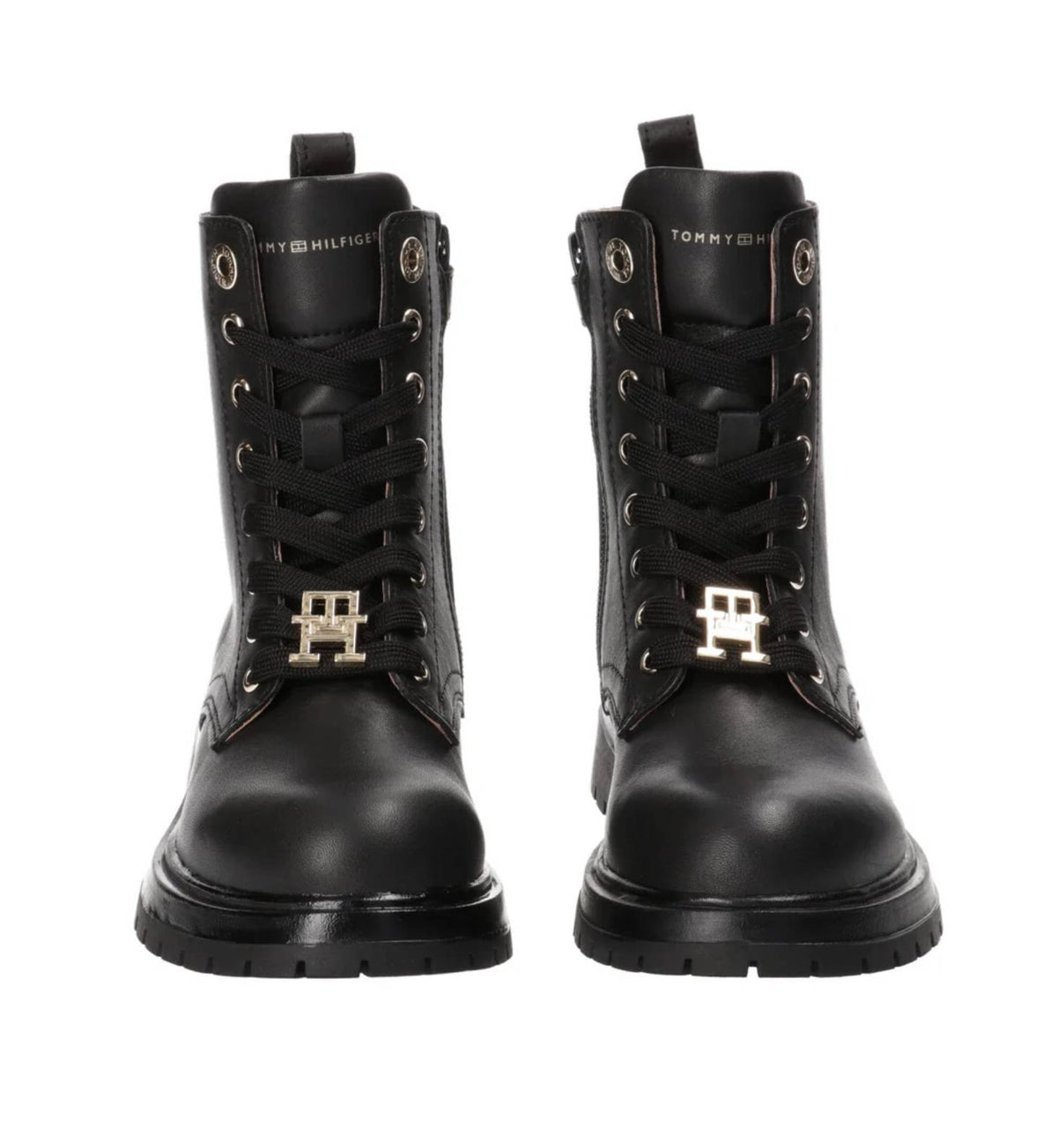 Scarpe Tommy Hilfiger stivaletto anfibio monogram pelle black D25TH04 T3A5-33568-0092999