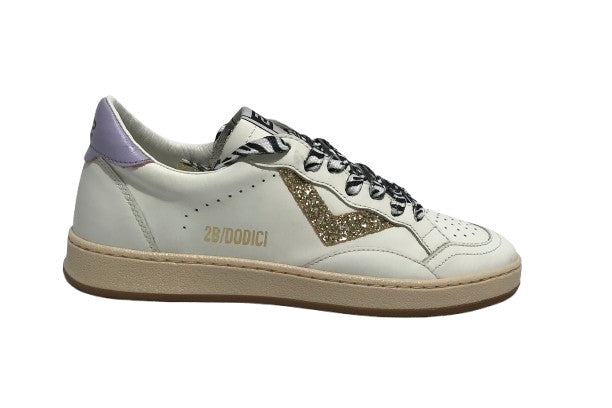 Scarpe 2B12 sneaker JRPlay-128 pelle bianco/platino/lilla ZS25QB04